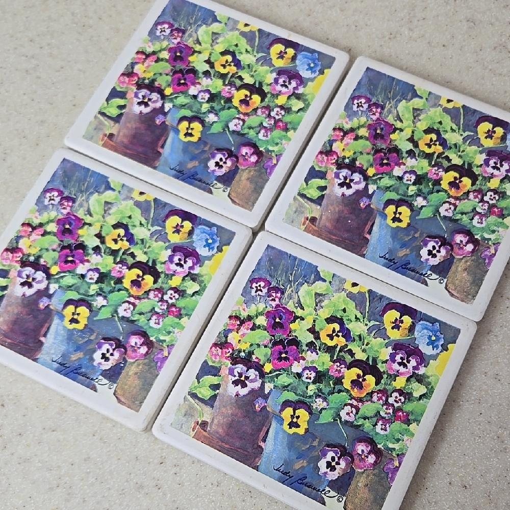 Floral Coasters Set - Picture 3 of 4